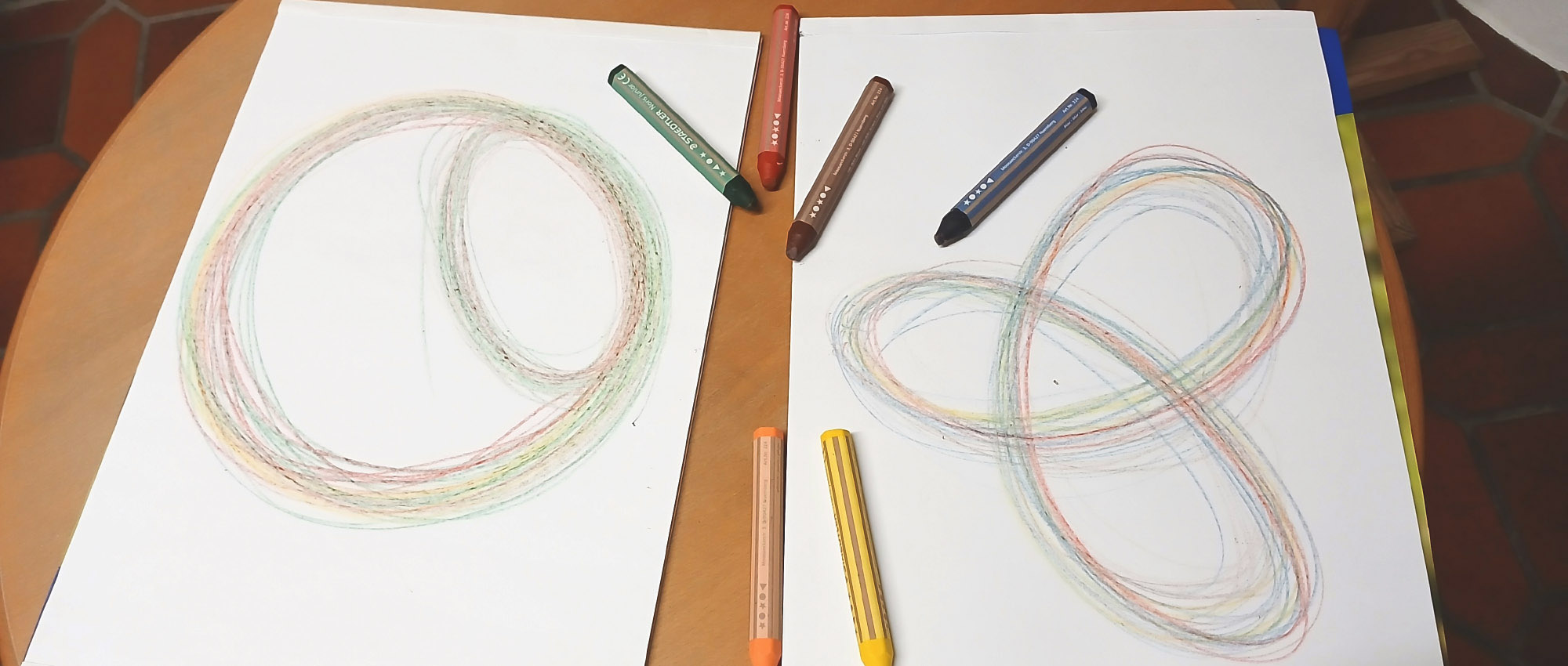 Gezeichneten Logos als Teil einer Atemübung